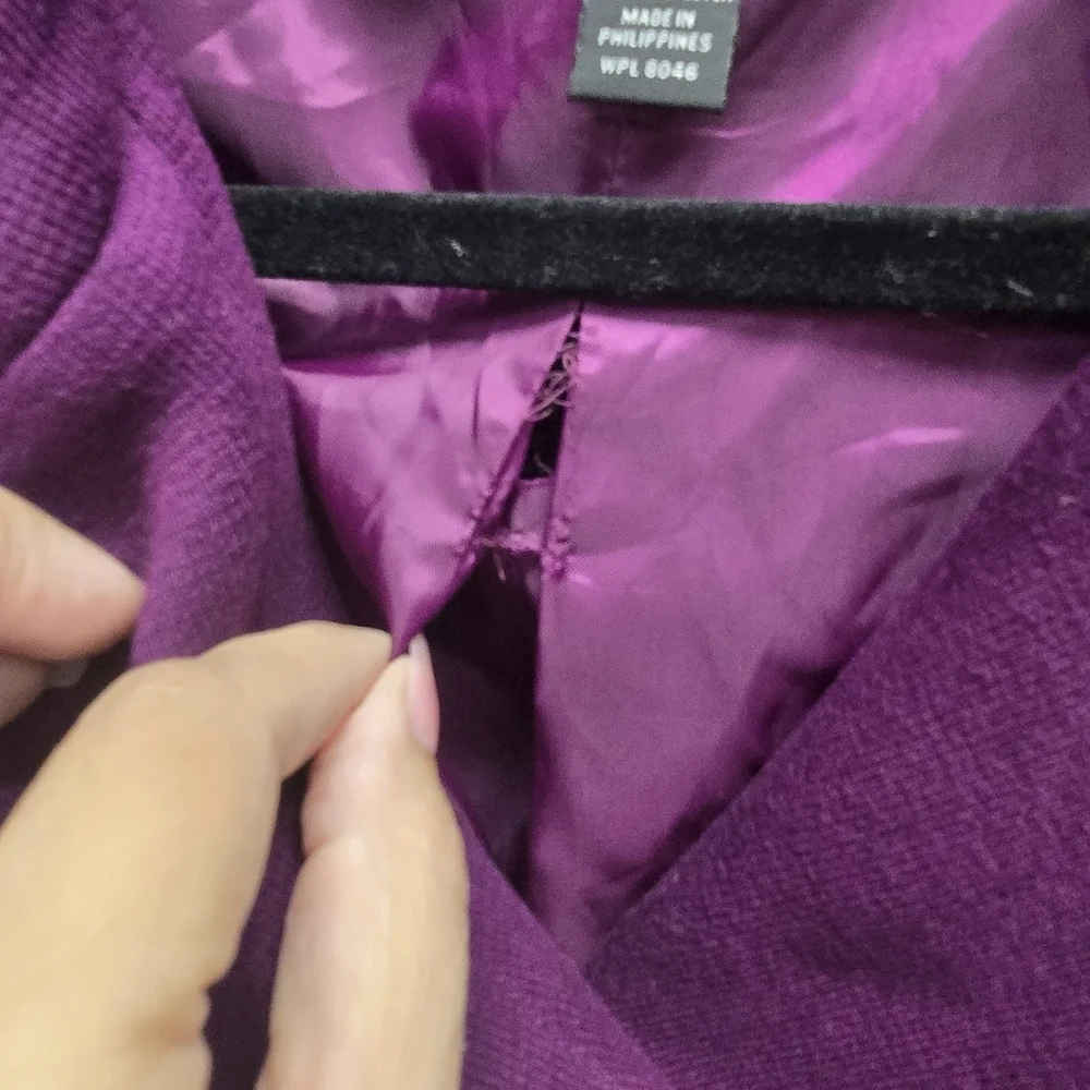 INC International Concepts Purple Double Breasted Pea Coat Womans Jacket